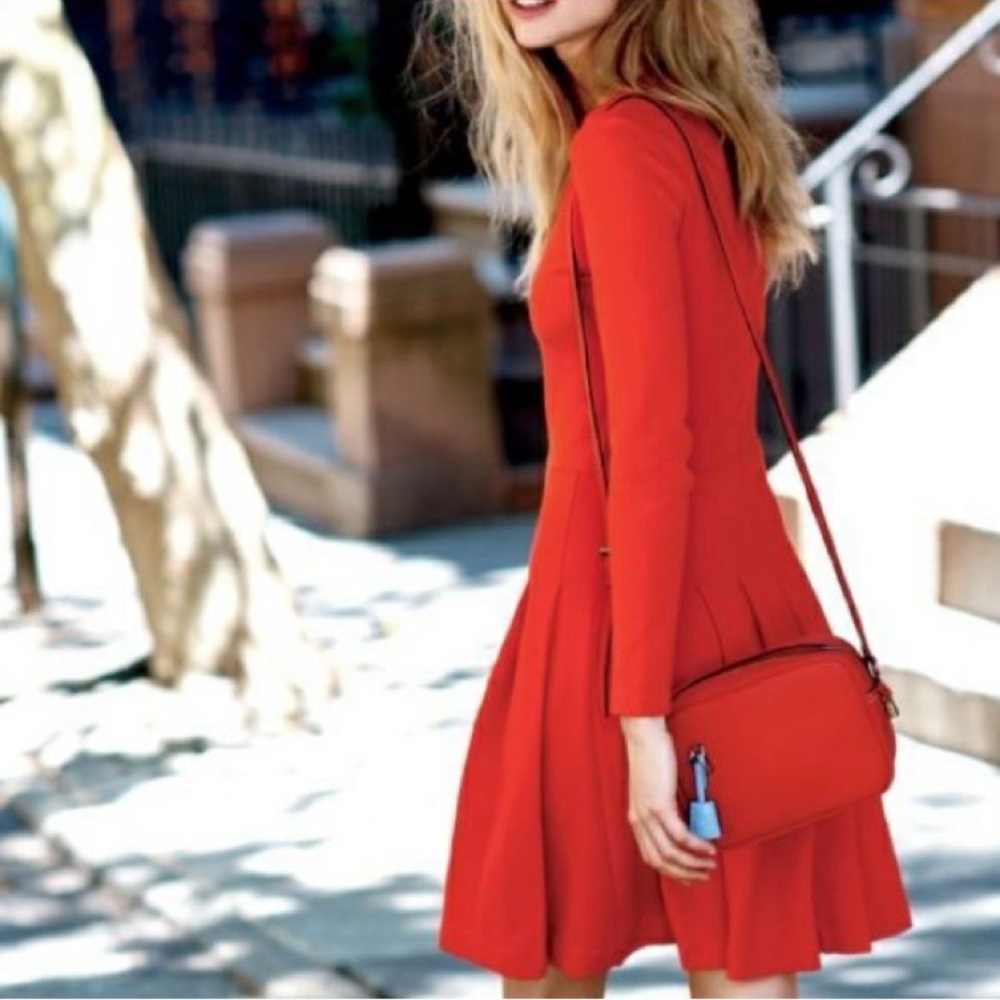 J. Crew Ponte Sheath Red Long Sleeve Dress size 6